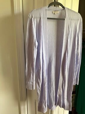 LOFT Lavender Ribbed Open Cardigan